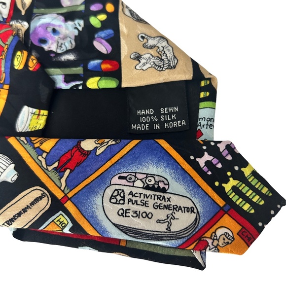 Nicole Miller Neck Tie Hand Sewn Novelty Medical Doctor Graphics Vintage *NWOT* - Picture 5 of 15